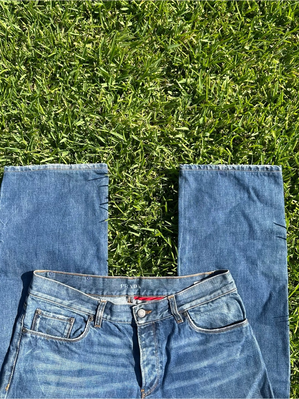 Prada Designer Luxury Blue Straight-Leg Classic Jeans Size 33 - Picture 4 of 10